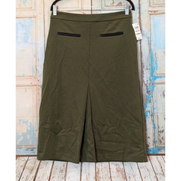 Alfani 100128584MS Womens Size Medium Avocado Elastic Waist Knee Length Skirt - Picture 2 of 9